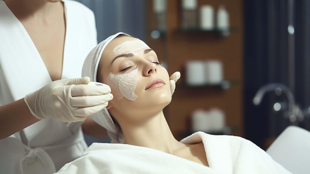 Une femme avec un masque d'argile