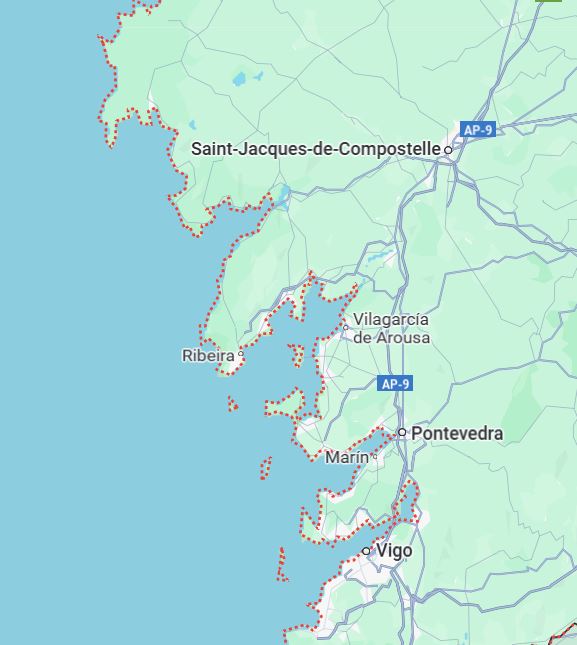 carte rias montrant Vigo